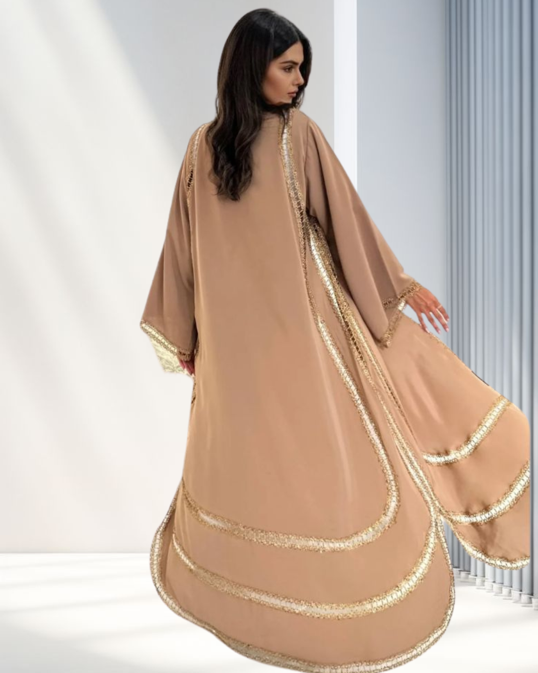 Beige Lace Dantel Abaya