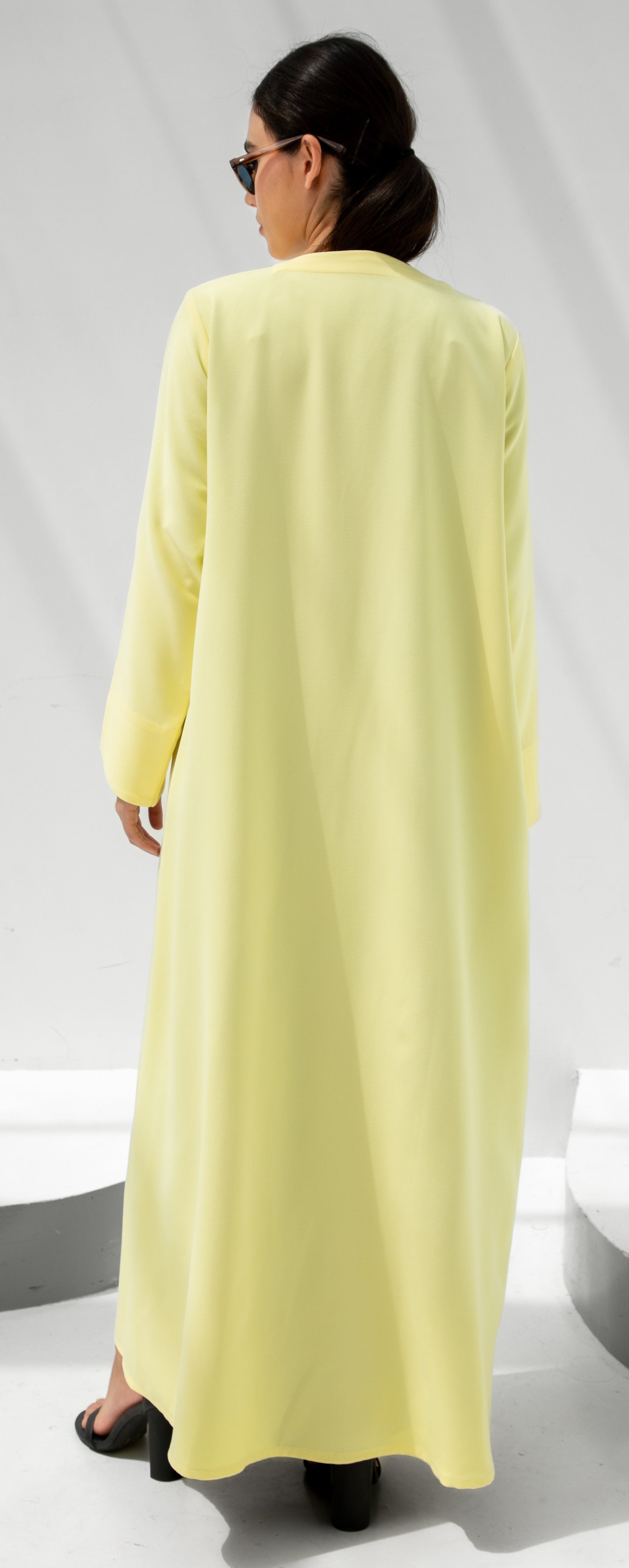 Lemon Glow Front-Tie Abaya
