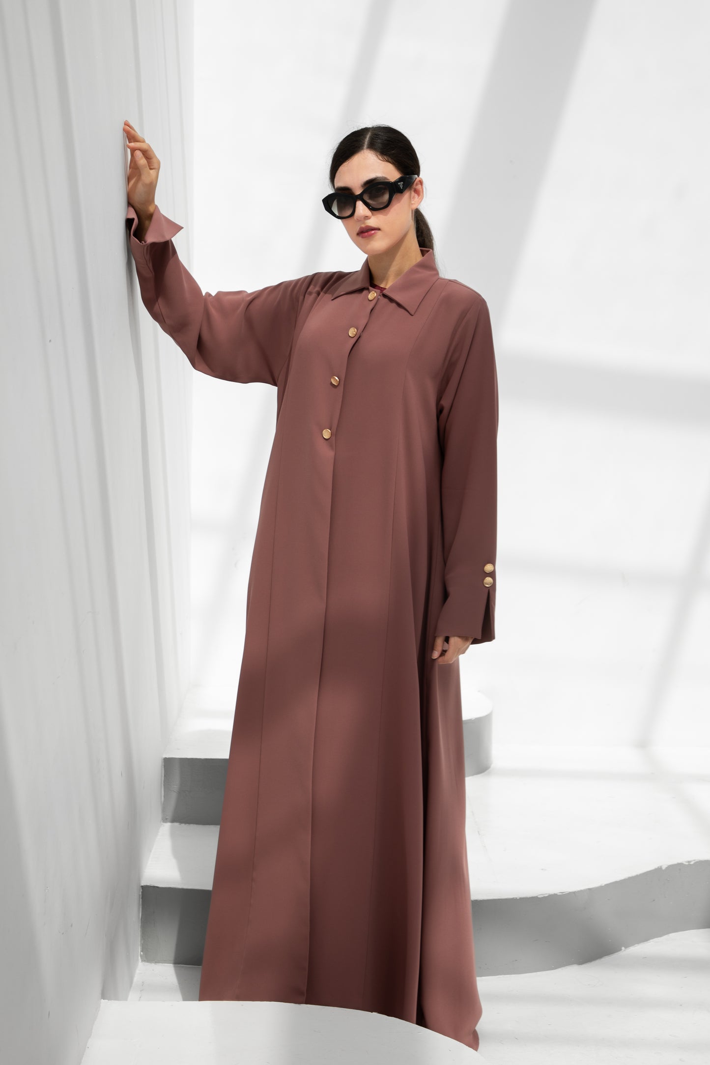 Rosewood Buttoned Abaya