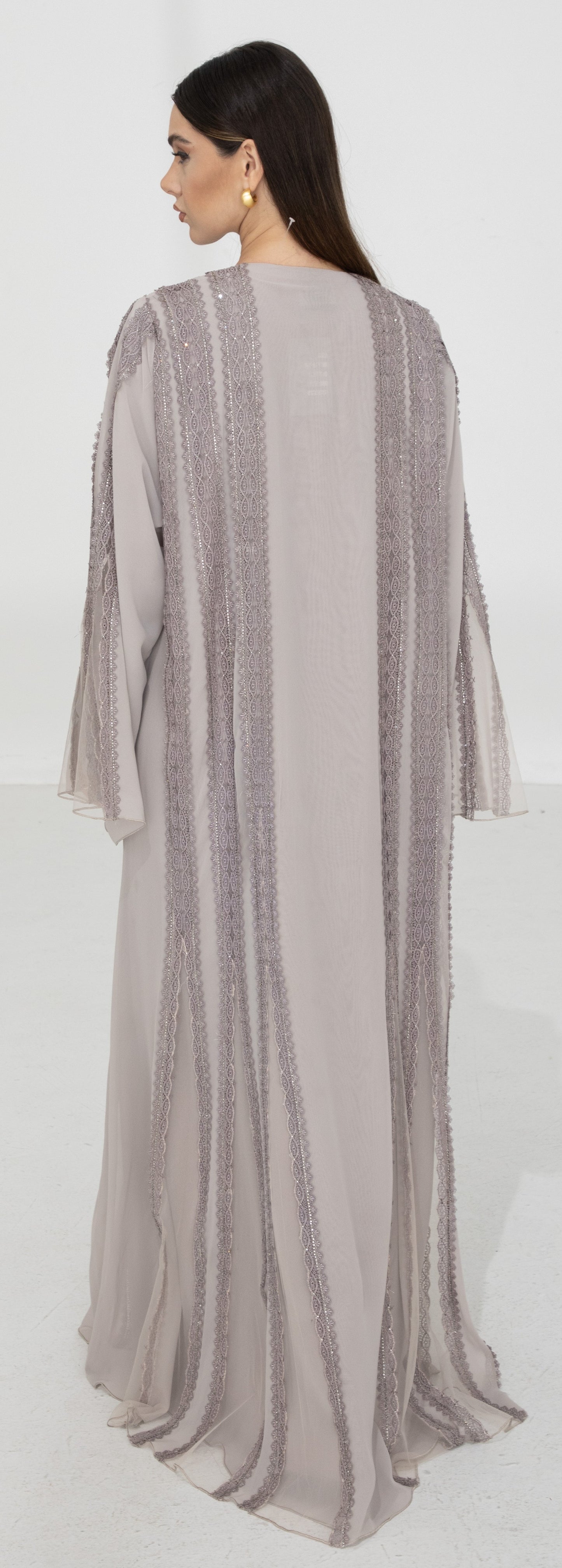Grey Dantel Abaya