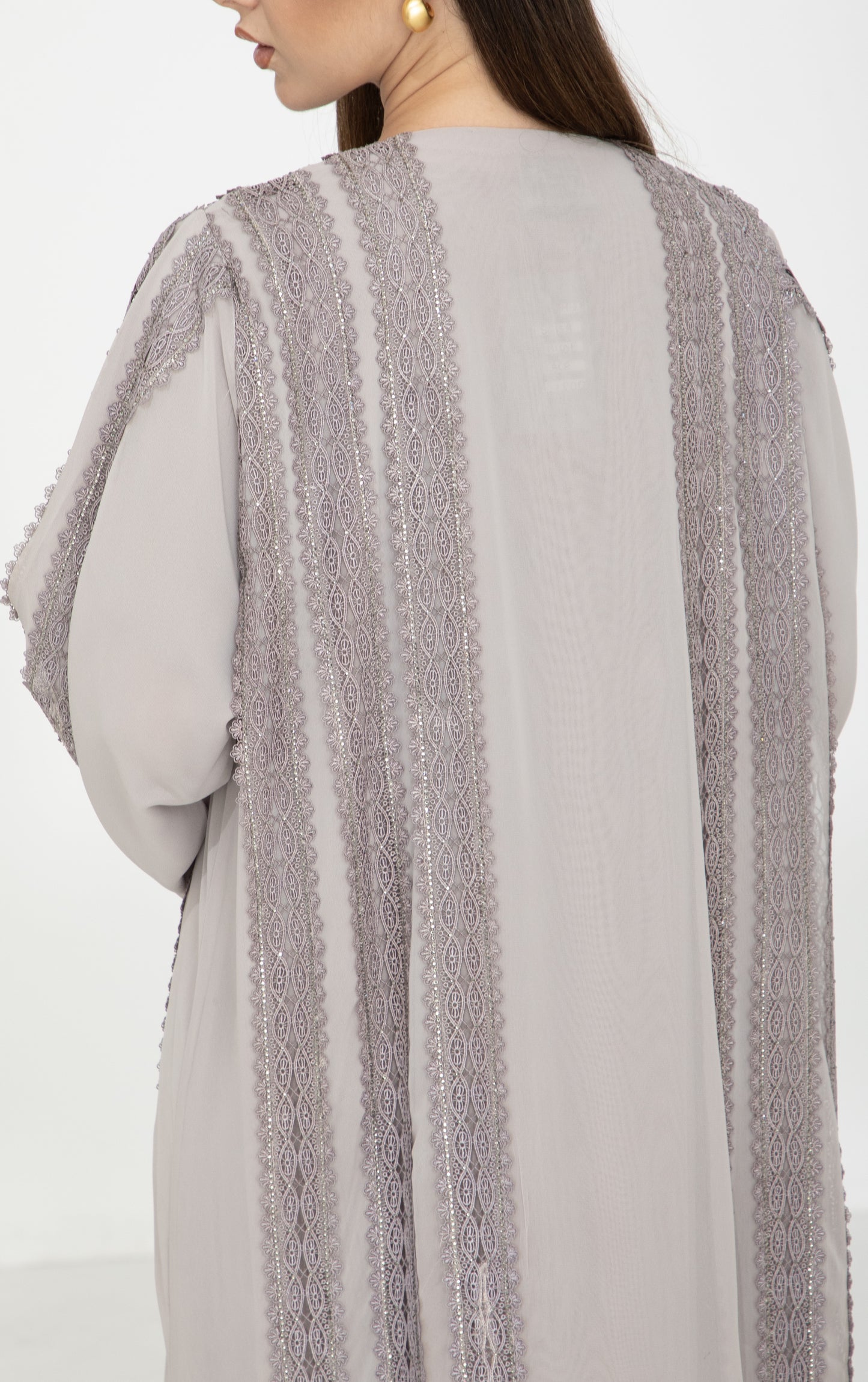 Grey Dantel Abaya