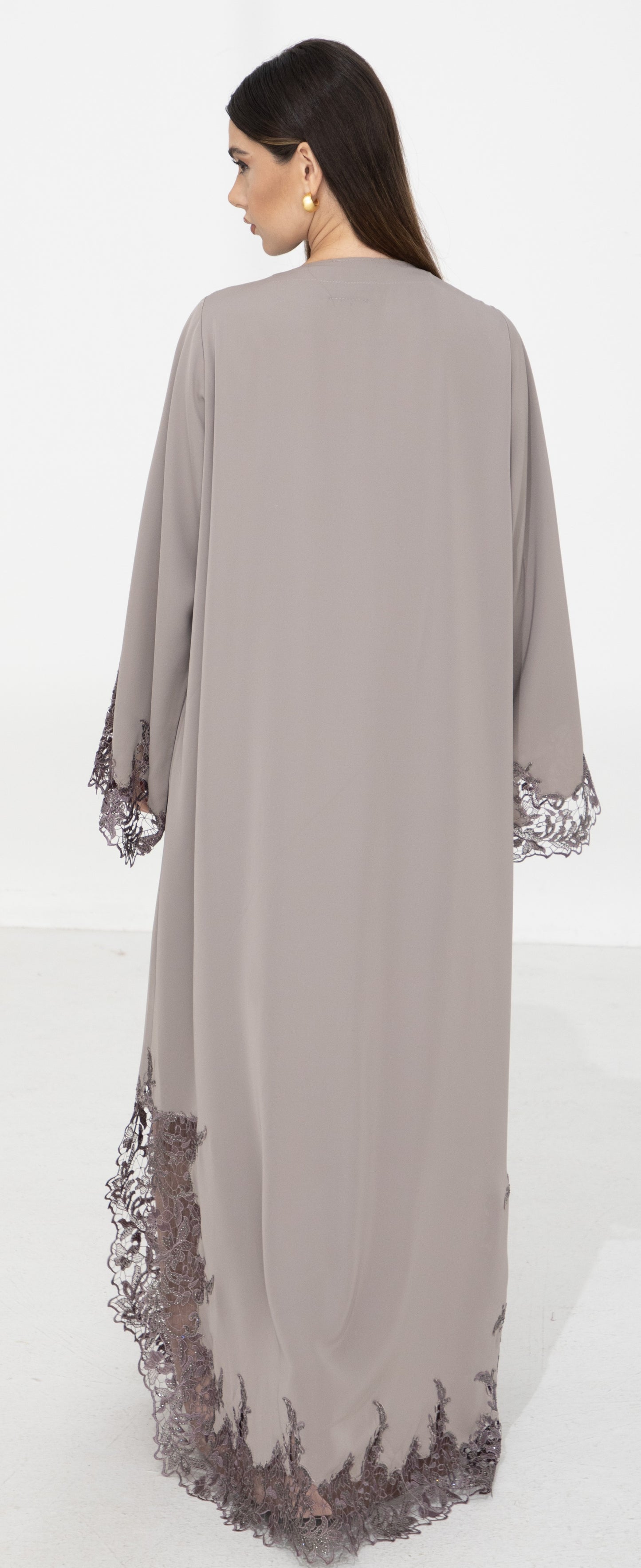 Taupe Dantel Abaya