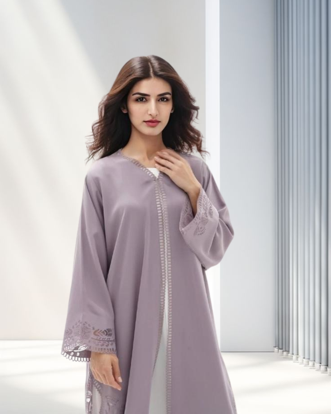 Lilac Laser Cut Abaya