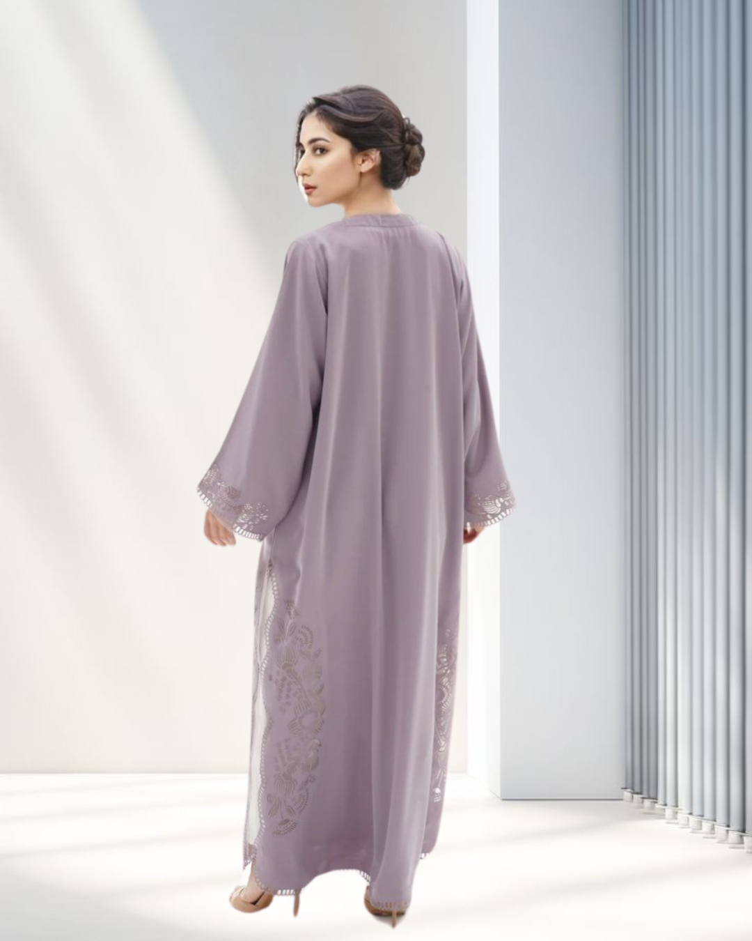 Lilac Laser Cut Abaya