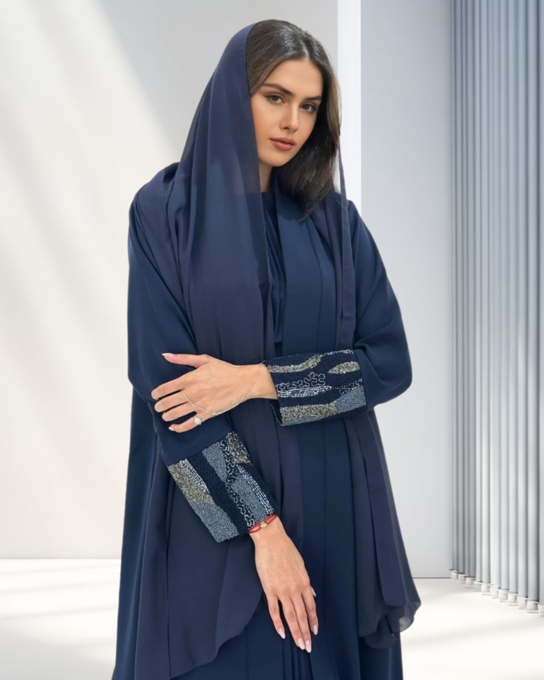 Blue Beaded Abaya