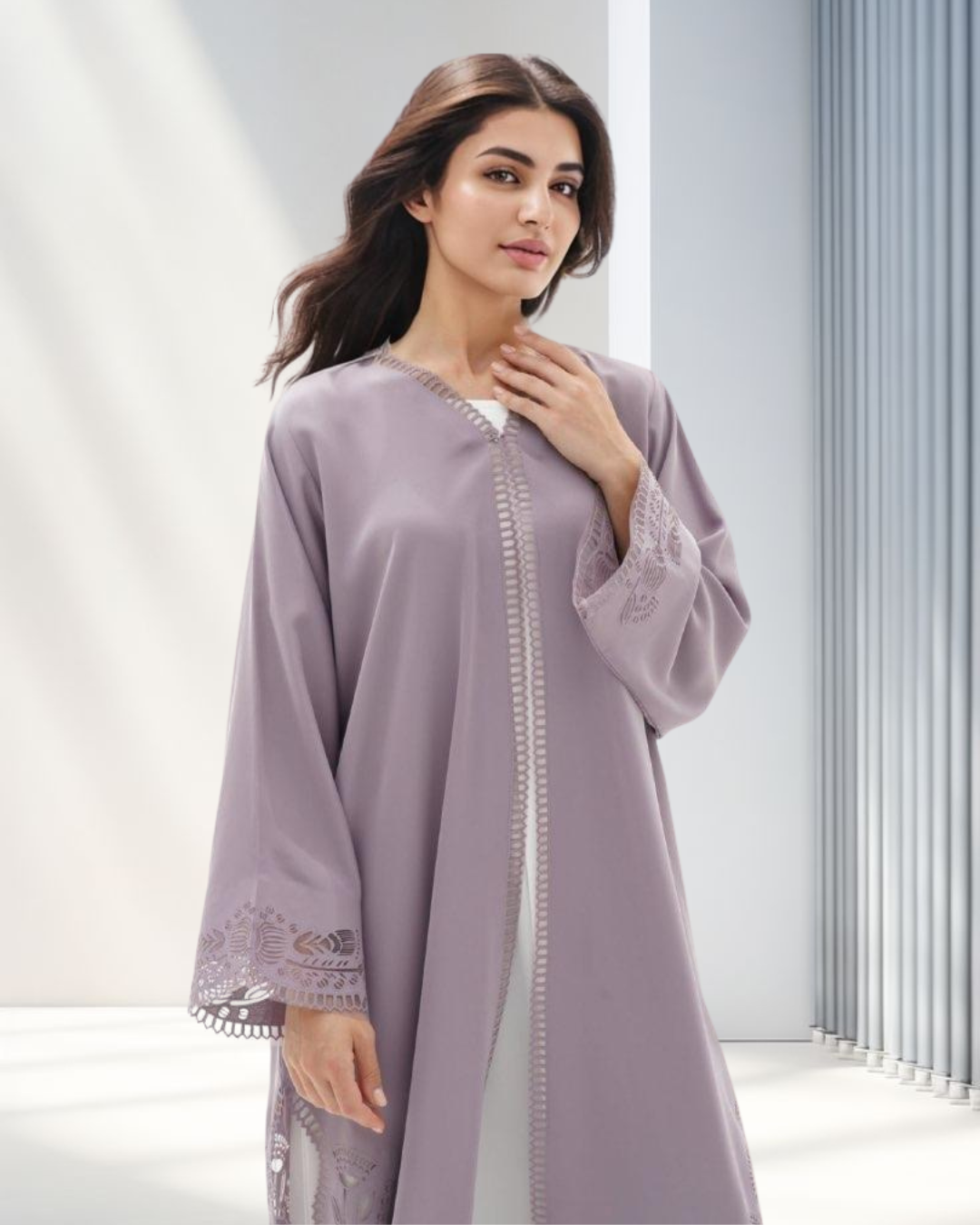 Lilac Laser Cut Abaya