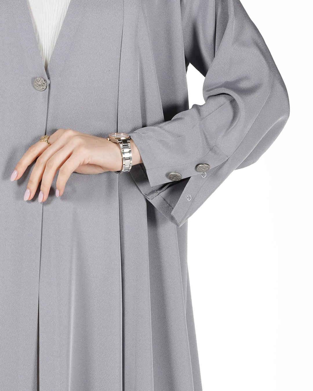 Light Grey Buttoned Abaya