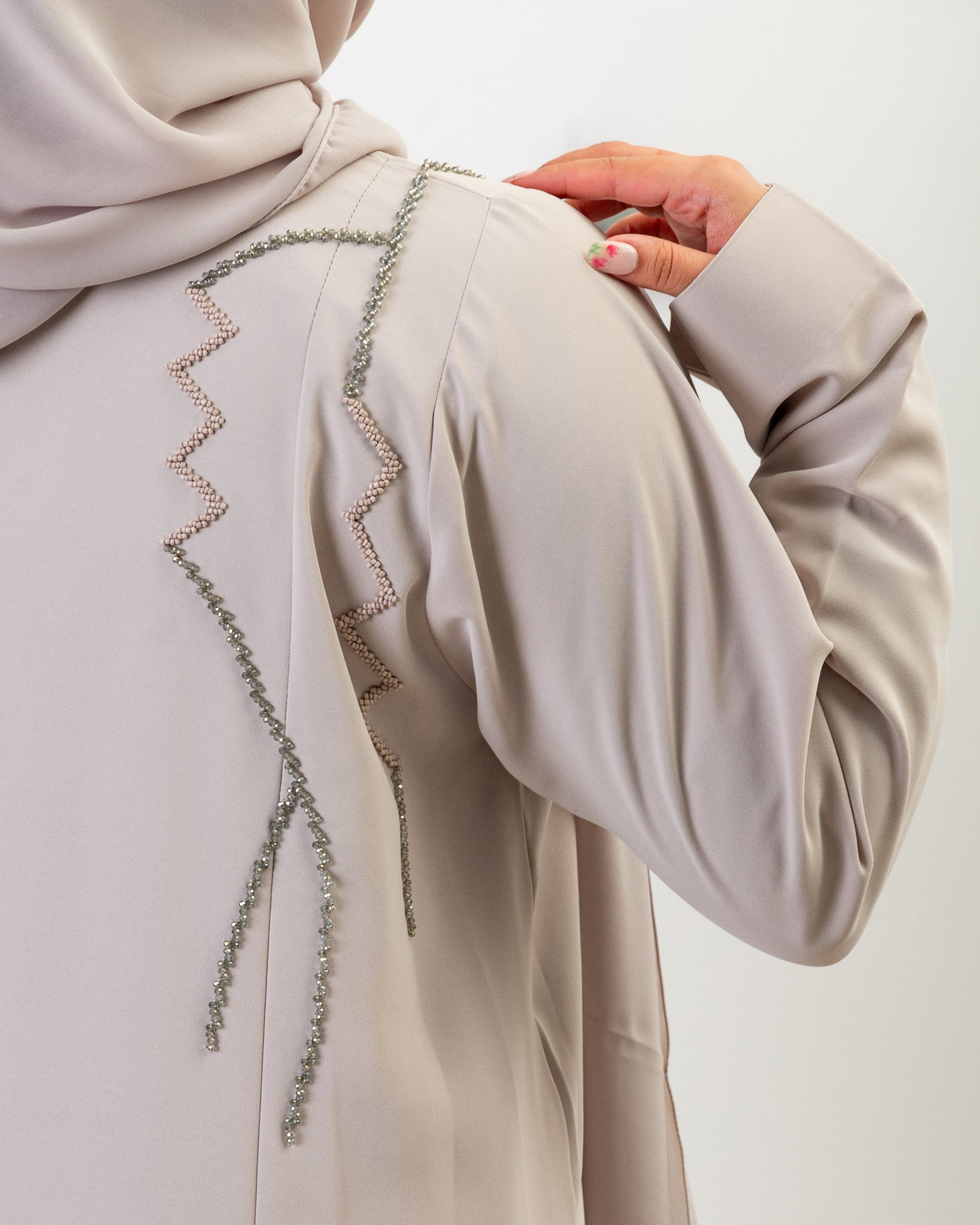 Beige Embellished Abaya