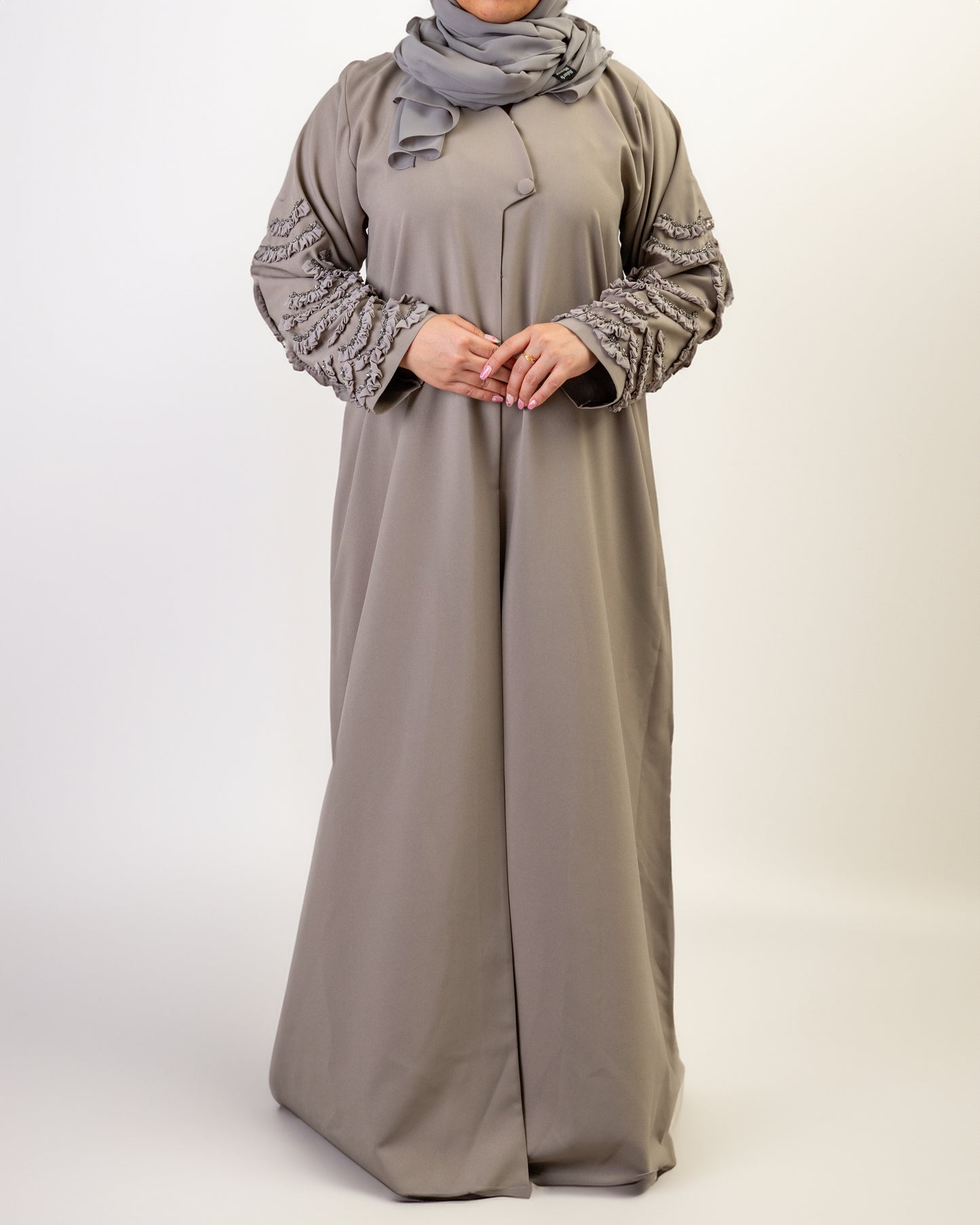 Ruffle Sleeve Embellished Abaya