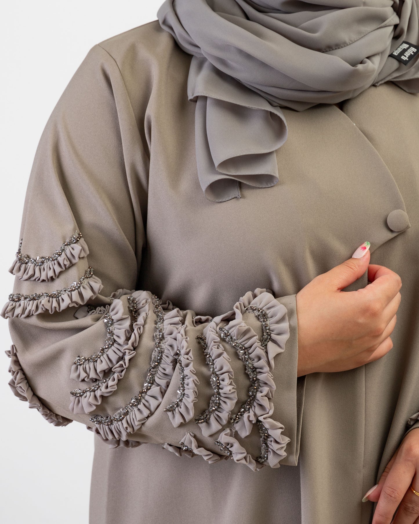 Ruffle Sleeve Embellished Abaya