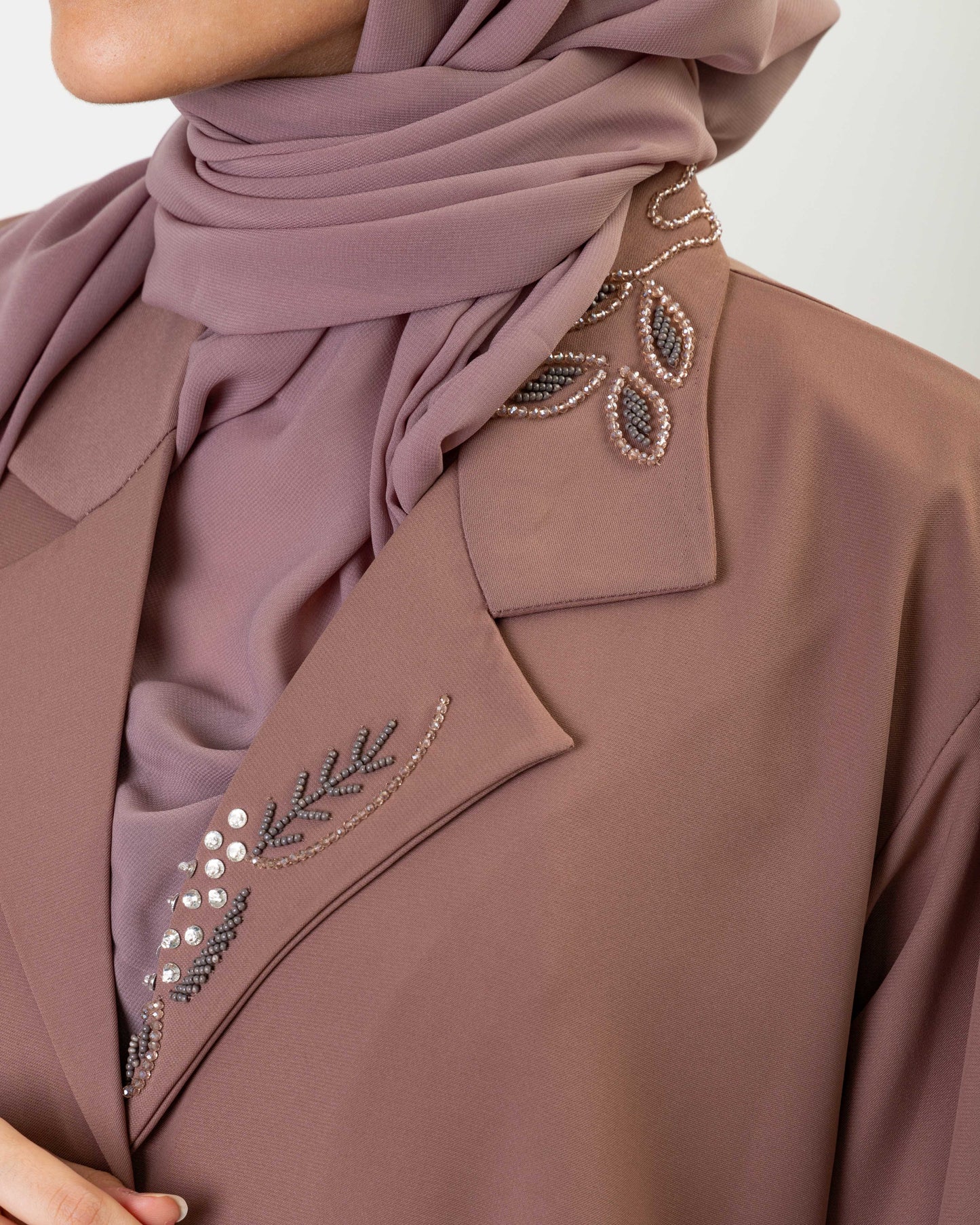 Embroidered Leaf Panel Abaya