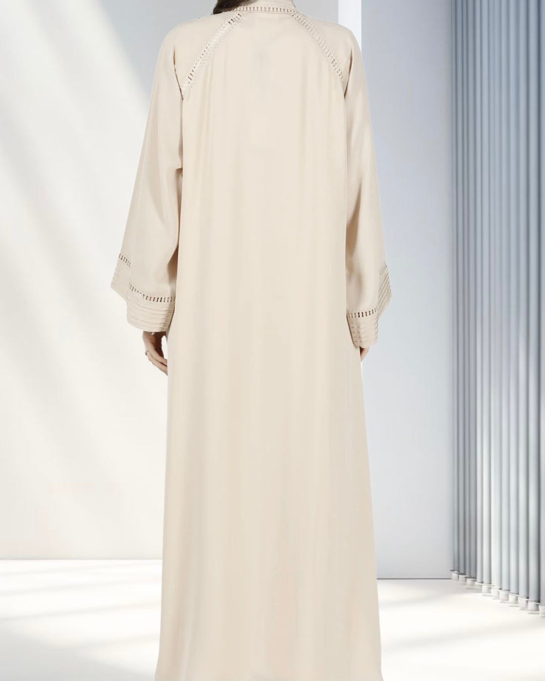 Cream Pleated Abaya