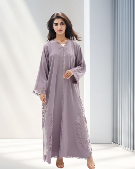 Lilac Laser Cut Abaya