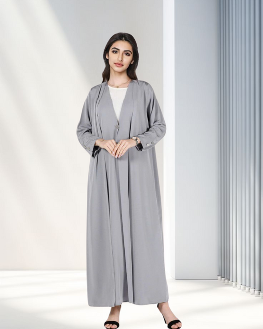 Light Grey Buttoned Abaya