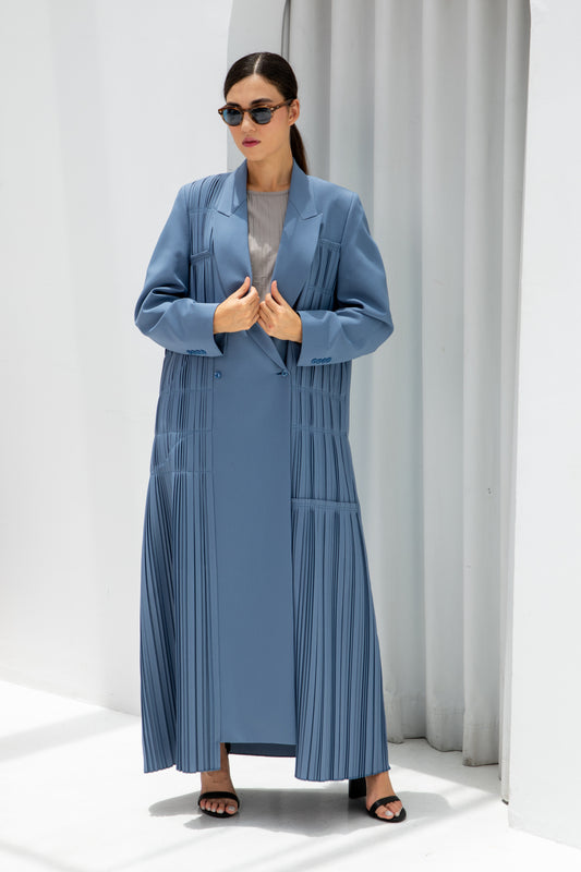 Mist Blue Pleated Abaya