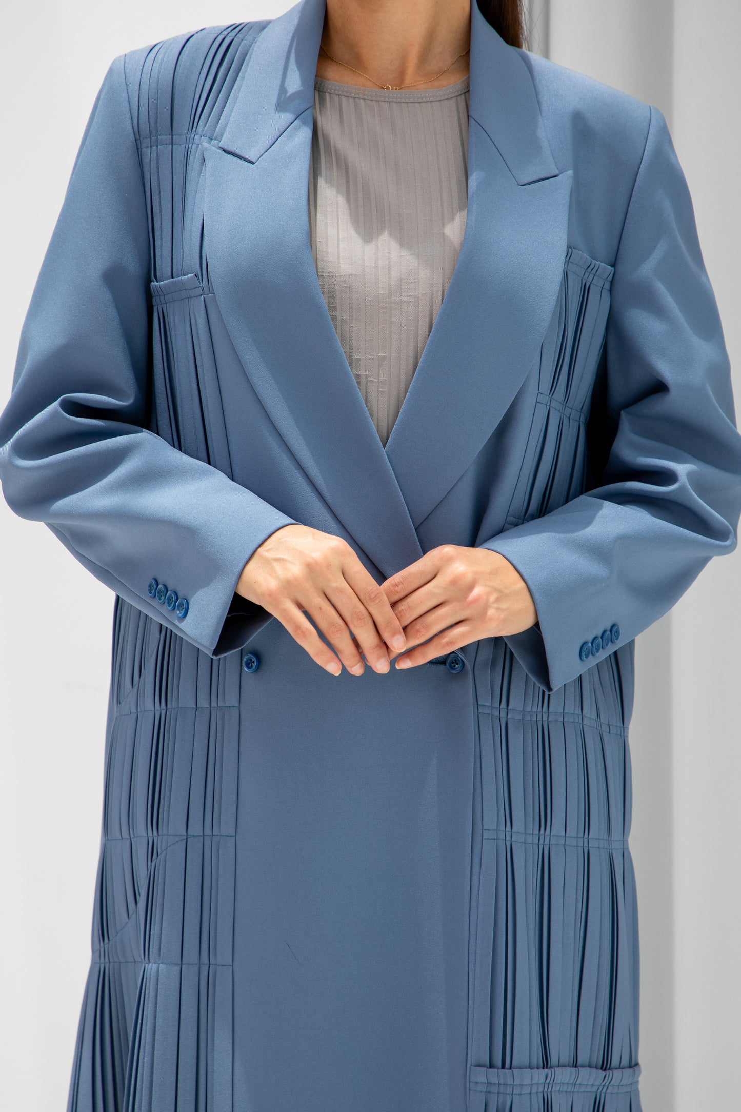 Mist Blue Pleated Abaya