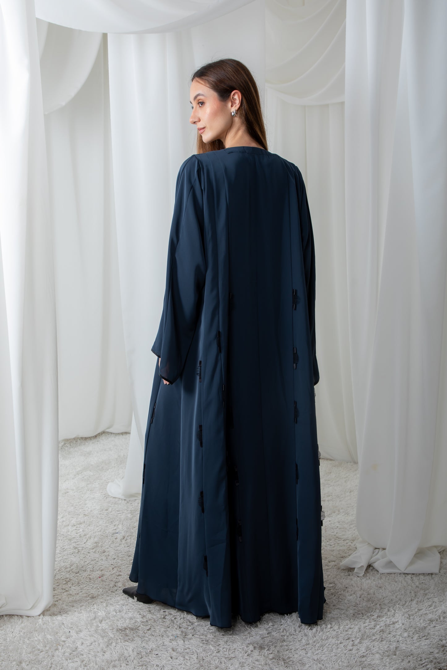 Navy Scalloped Abaya