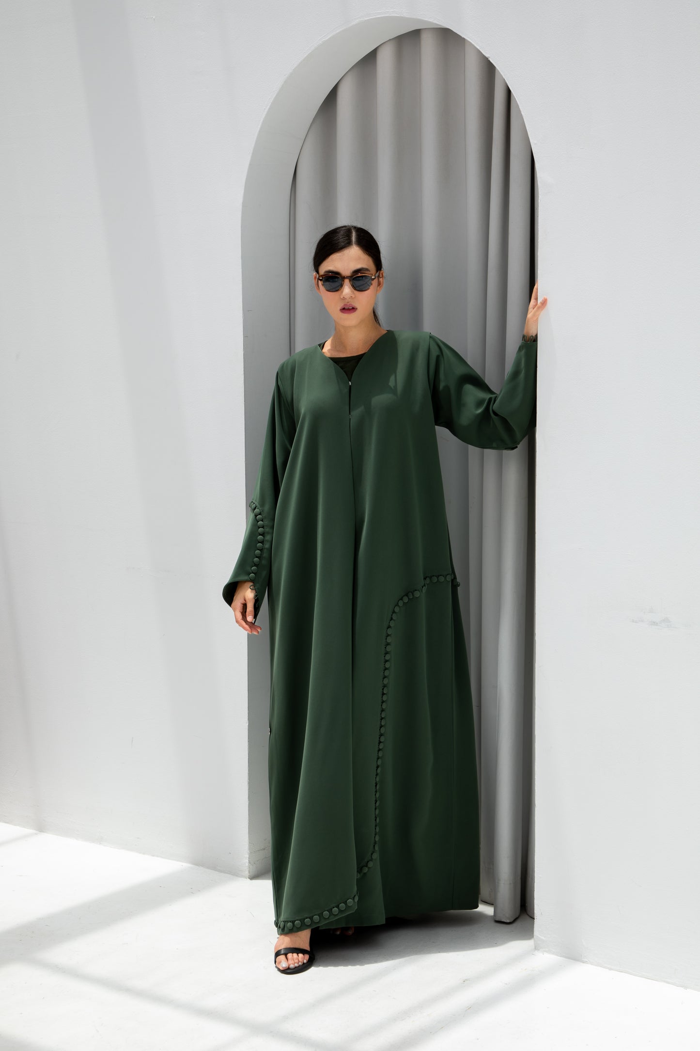 Green Buttoned Abaya