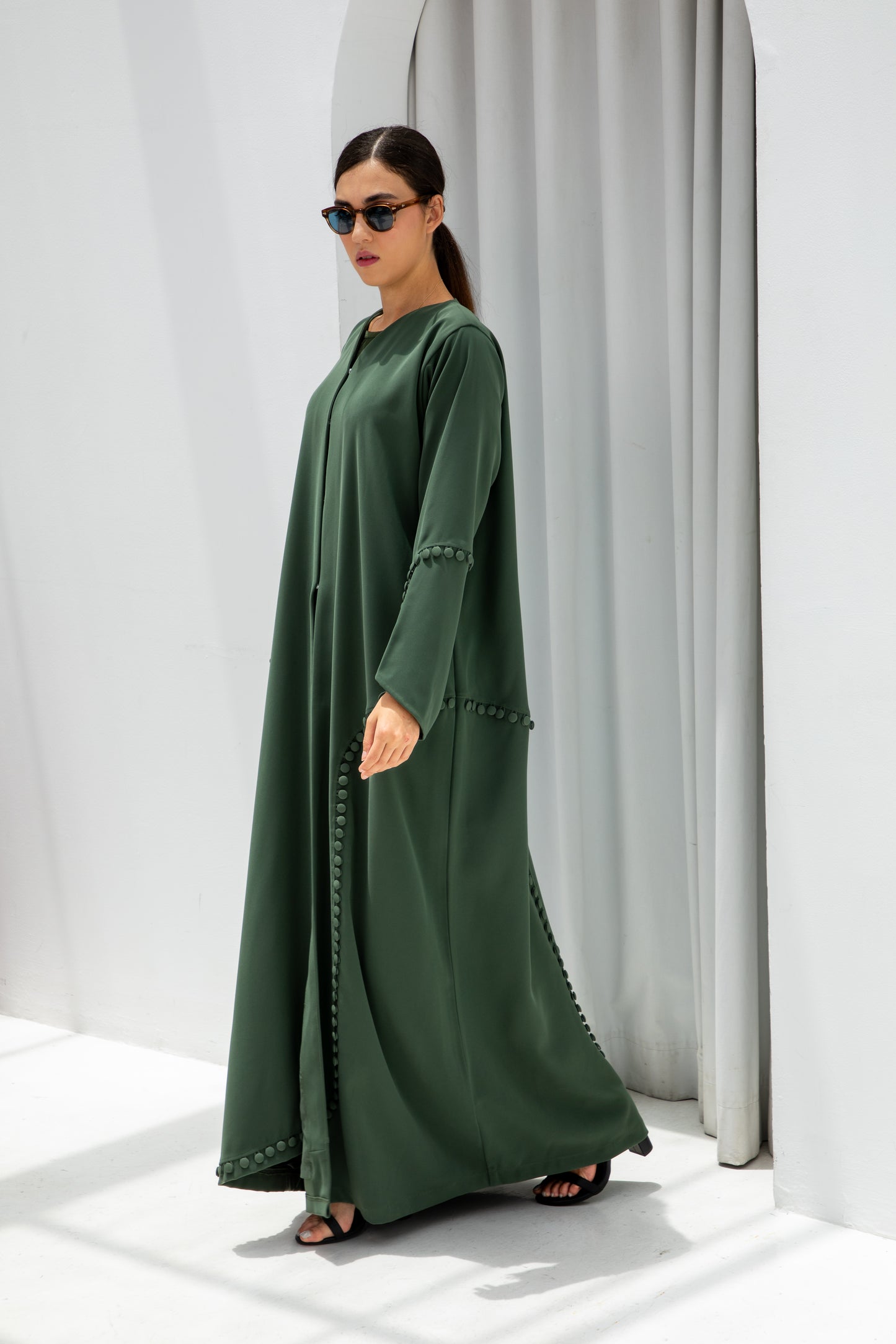 Green Buttoned Abaya