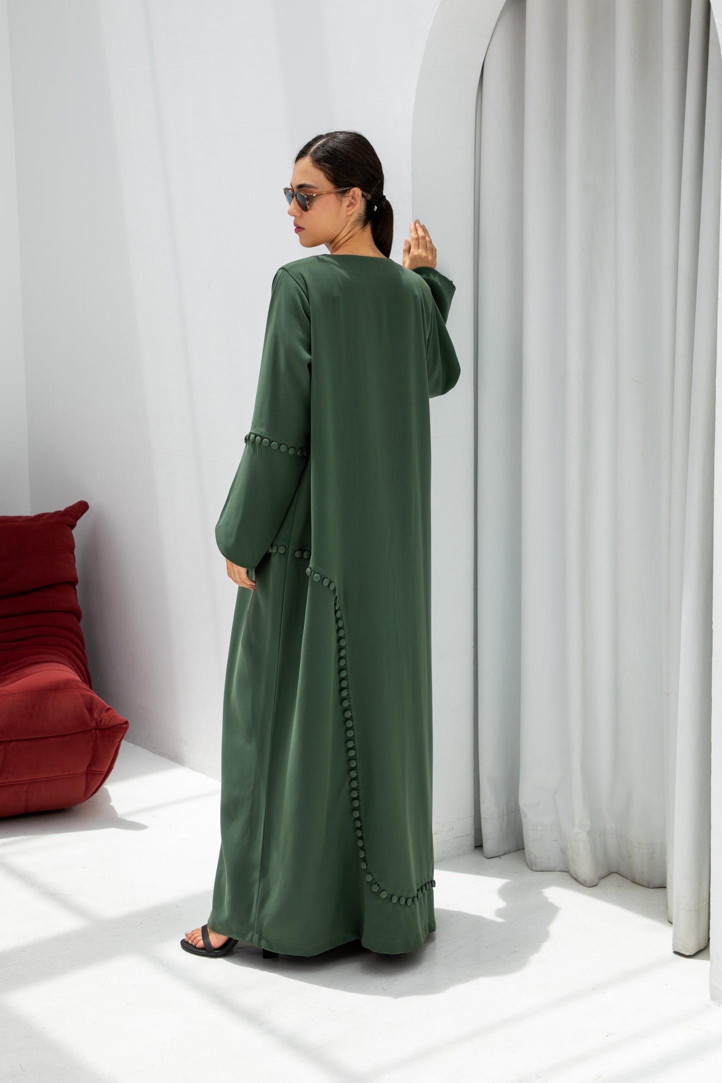 Green Buttoned Abaya