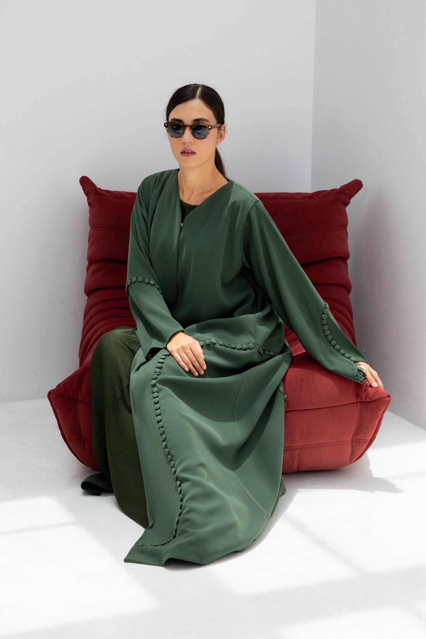 Green Buttoned Abaya