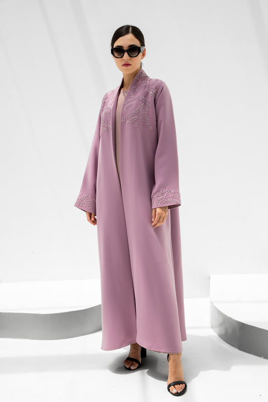 Amara Embroidered Mauve Abaya