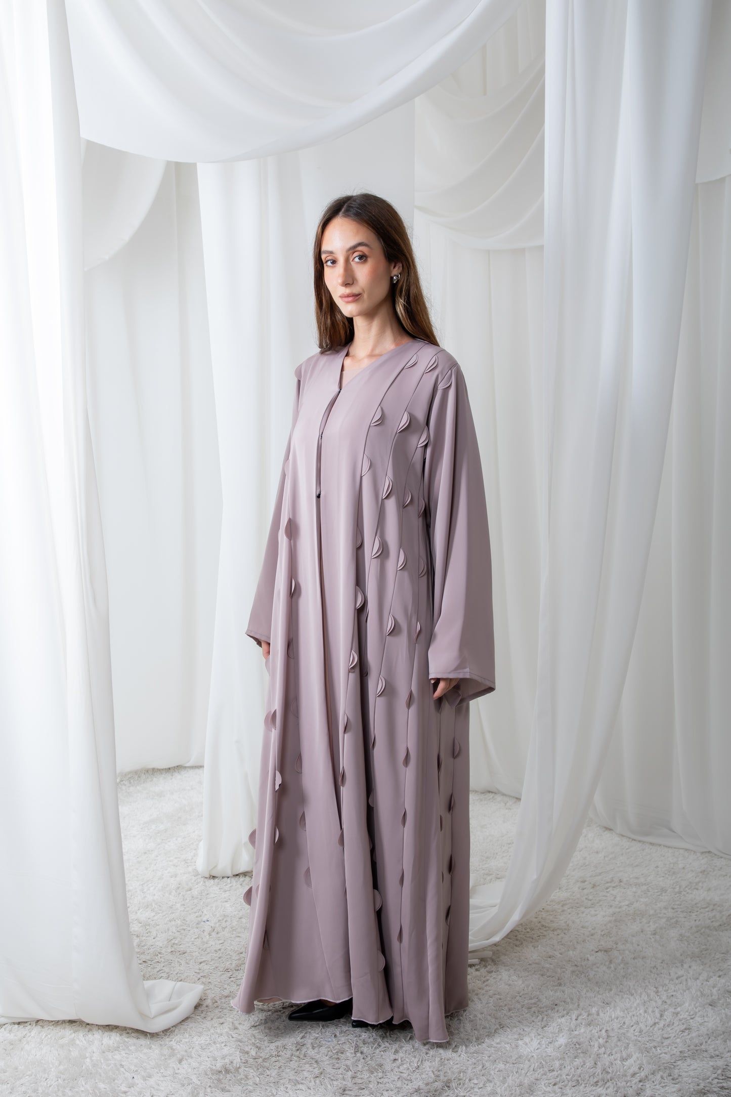 Mauve scalloped Panel Abaya