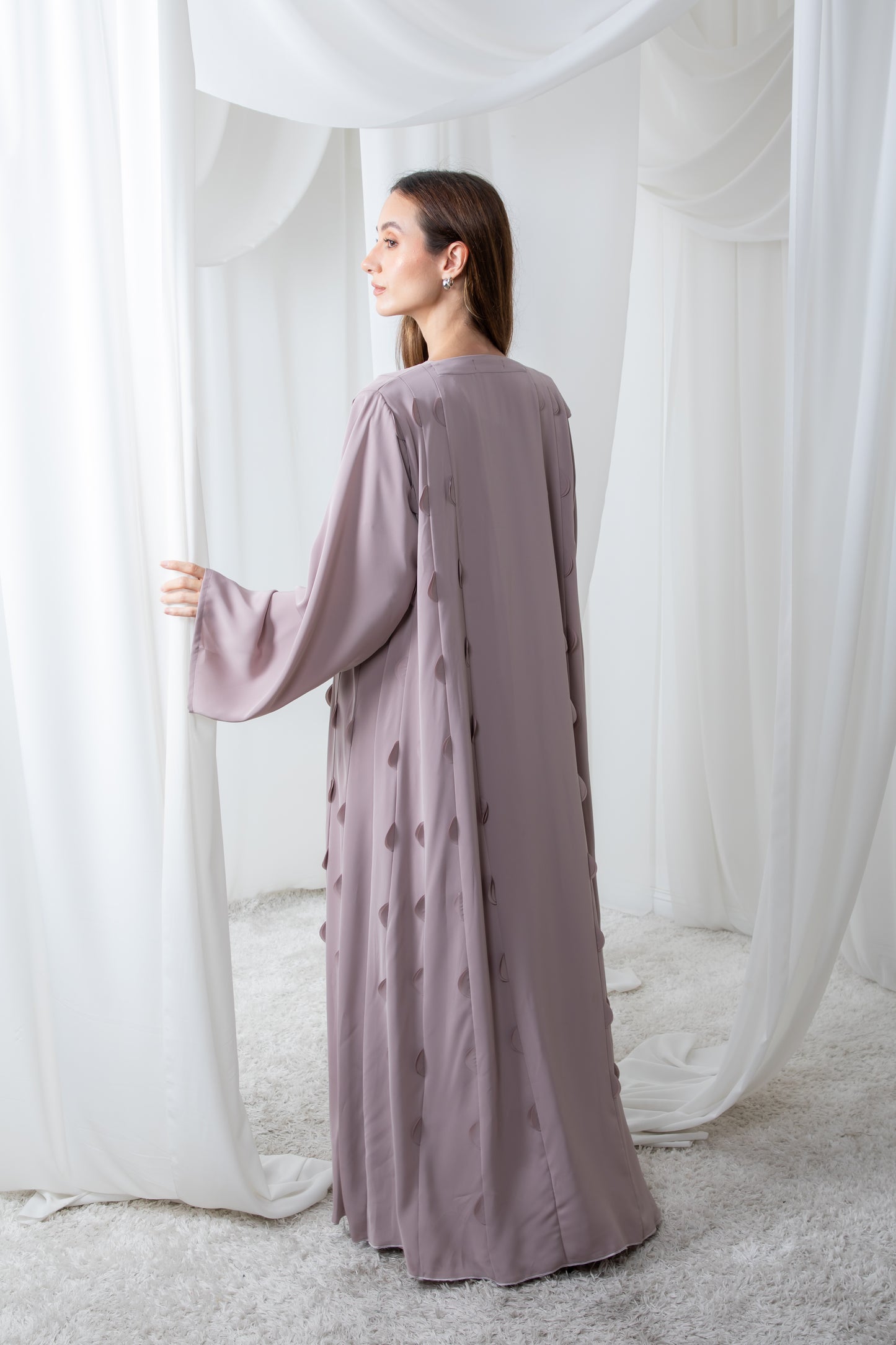 Mauve scalloped Panel Abaya