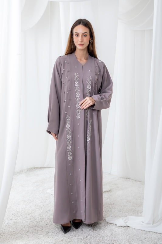 Amara Embroidered Mauve Abaya