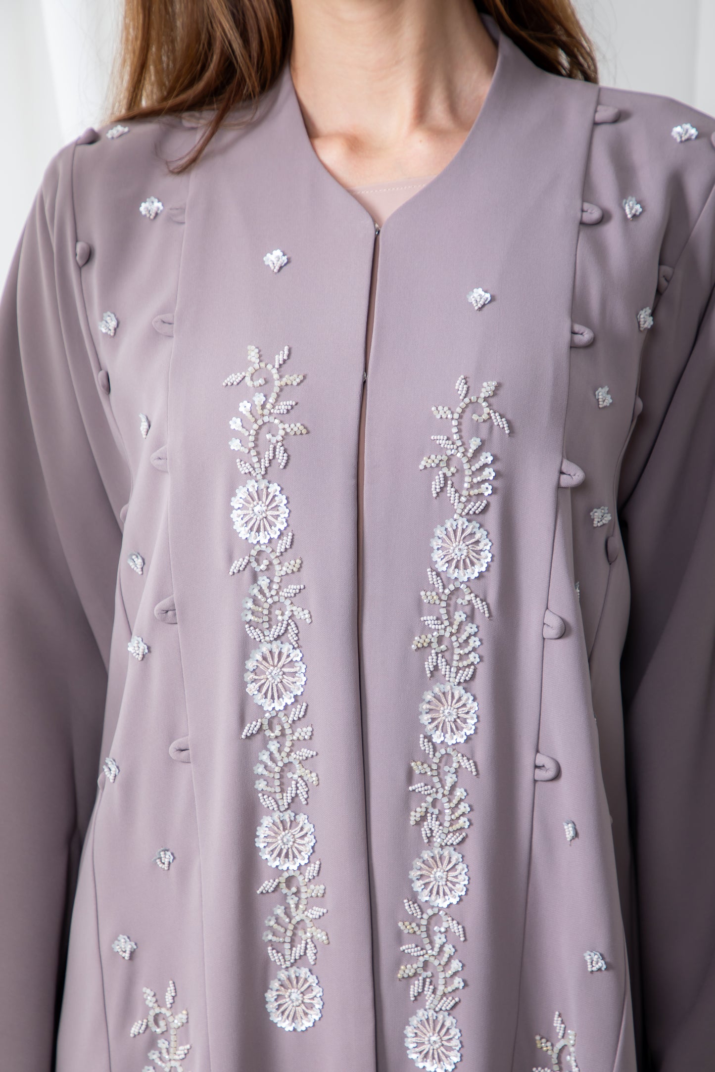 Amara Embroidered Mauve Abaya