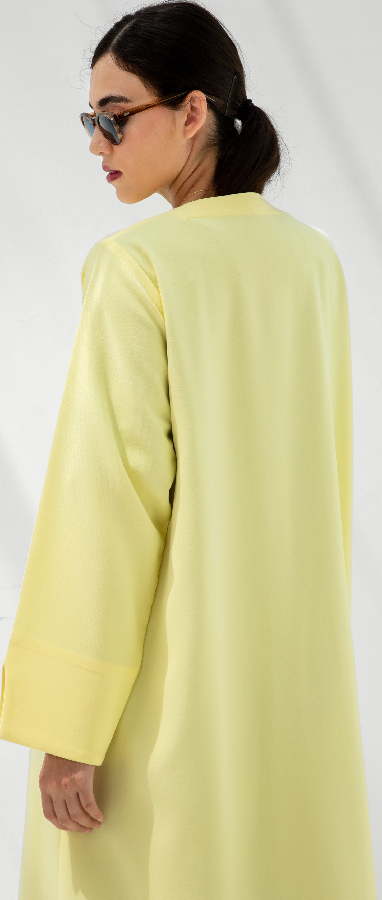 Lemon Glow Front-Tie Abaya
