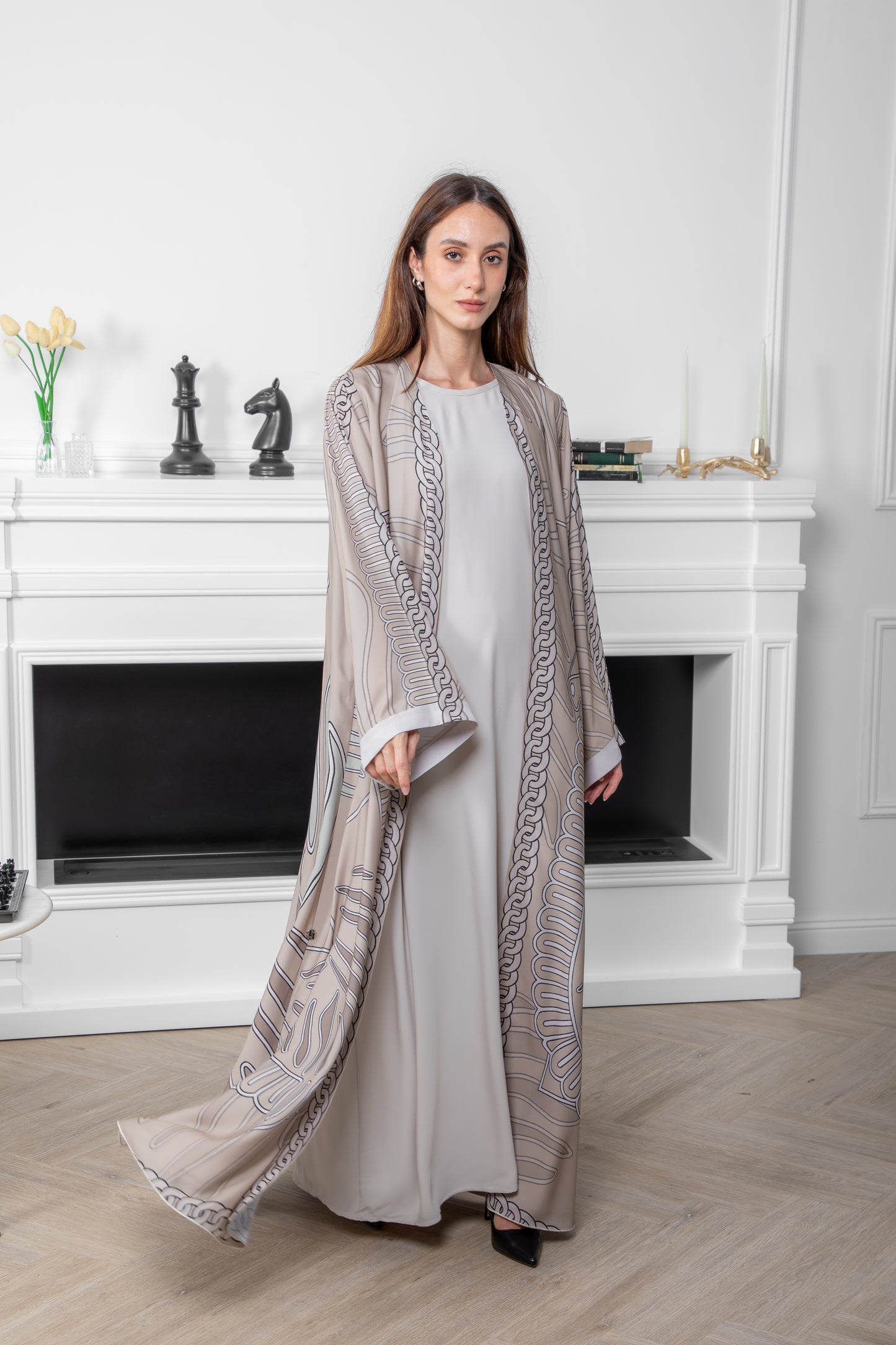 Taupe Chain Pattern Abaya
