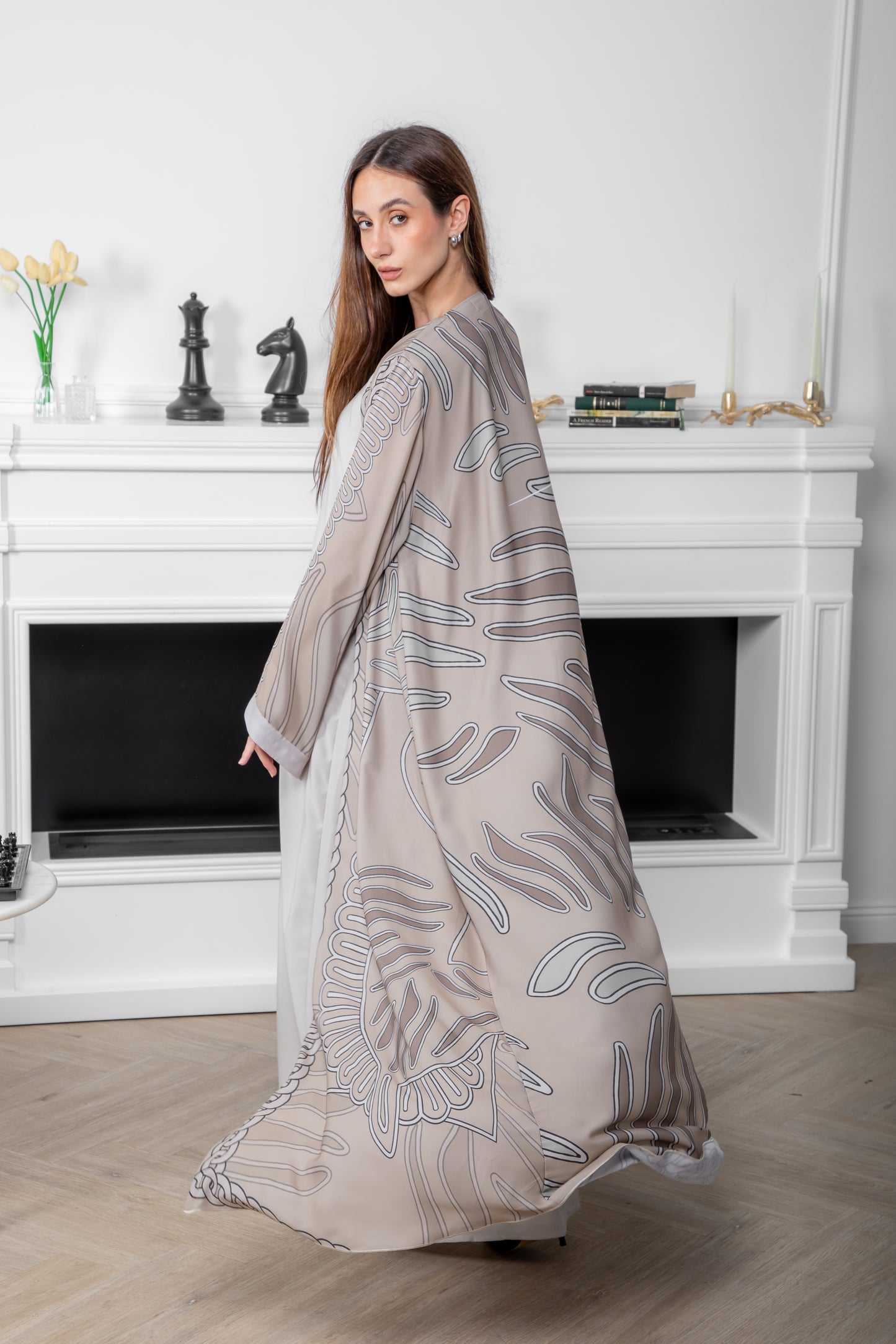 Taupe Chain Pattern Abaya