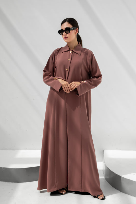 Rosewood Buttoned Abaya