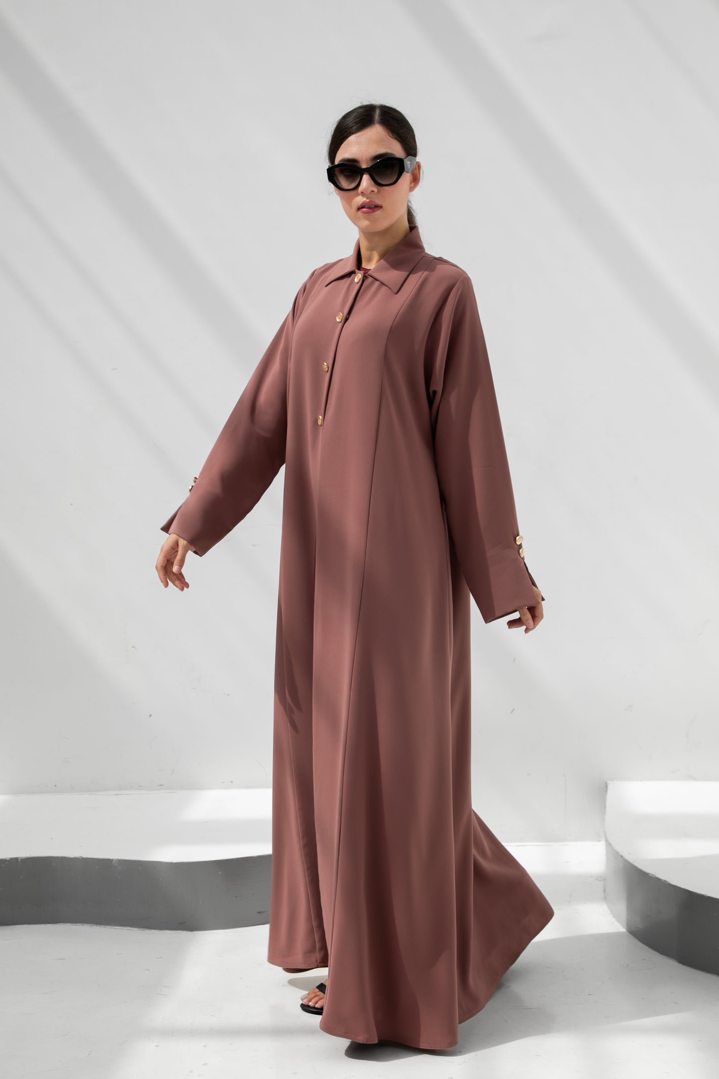 Rosewood Buttoned Abaya