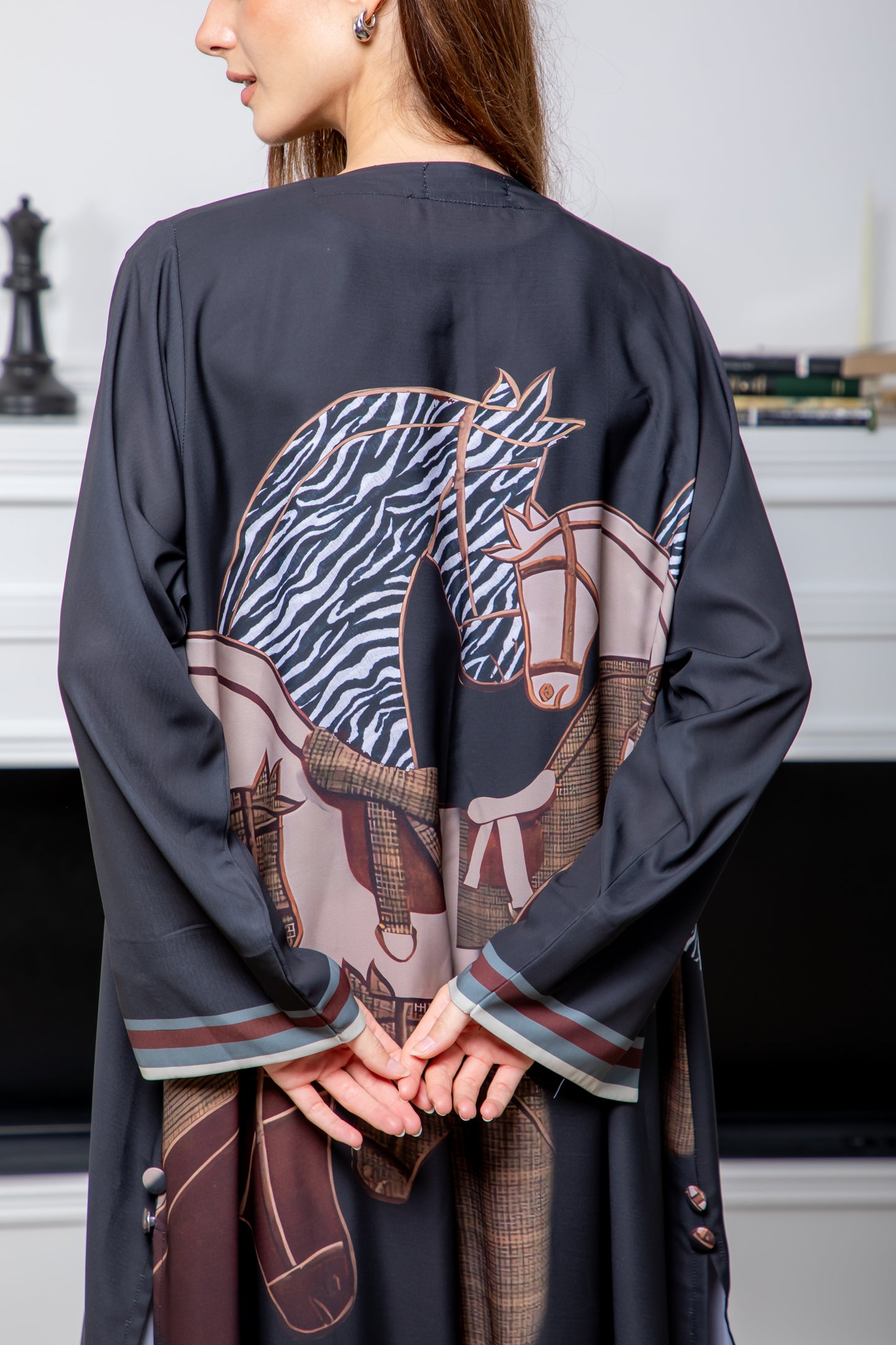 Charcoal Printed Abaya