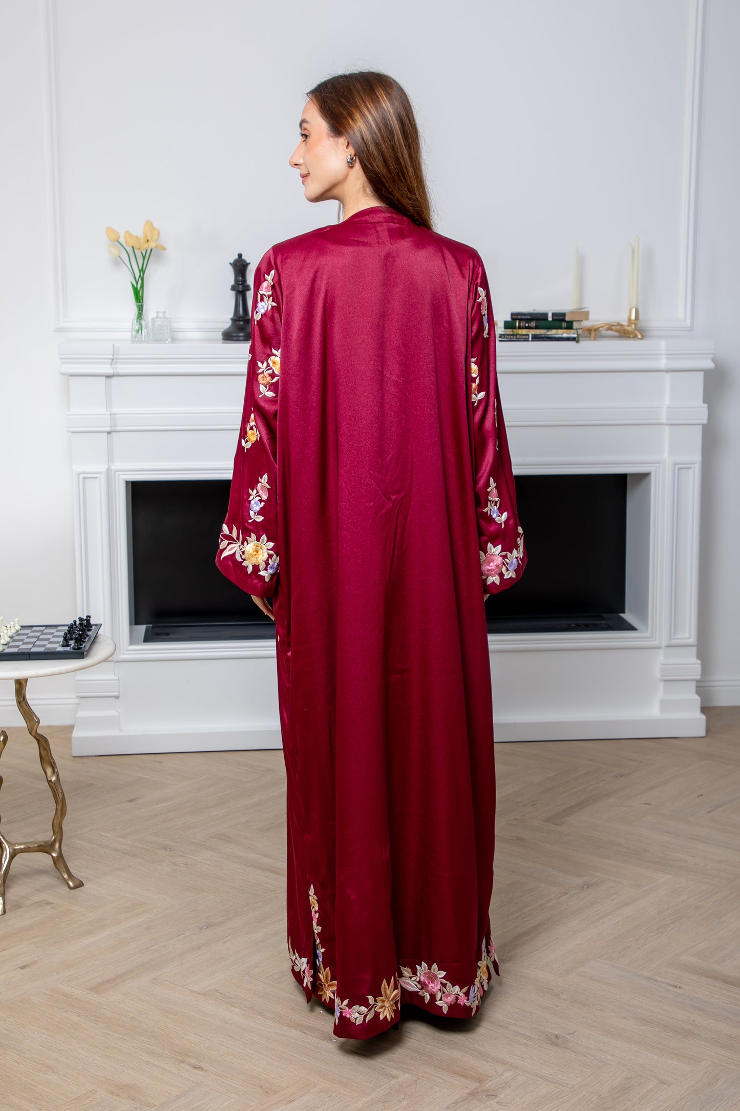 Burgundy Bloom Abaya