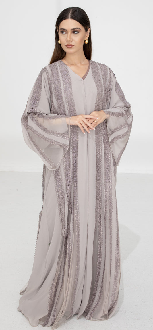 Grey Dantel Abaya