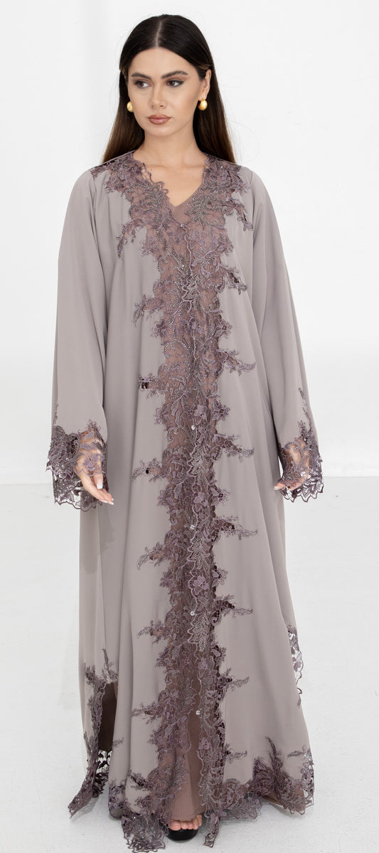Taupe Dantel Abaya