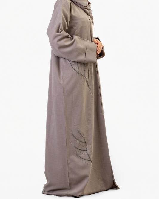 Ash Leaf Stitch Detail Abaya