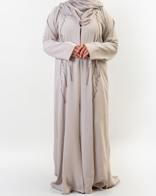 Beige Embellished Abaya