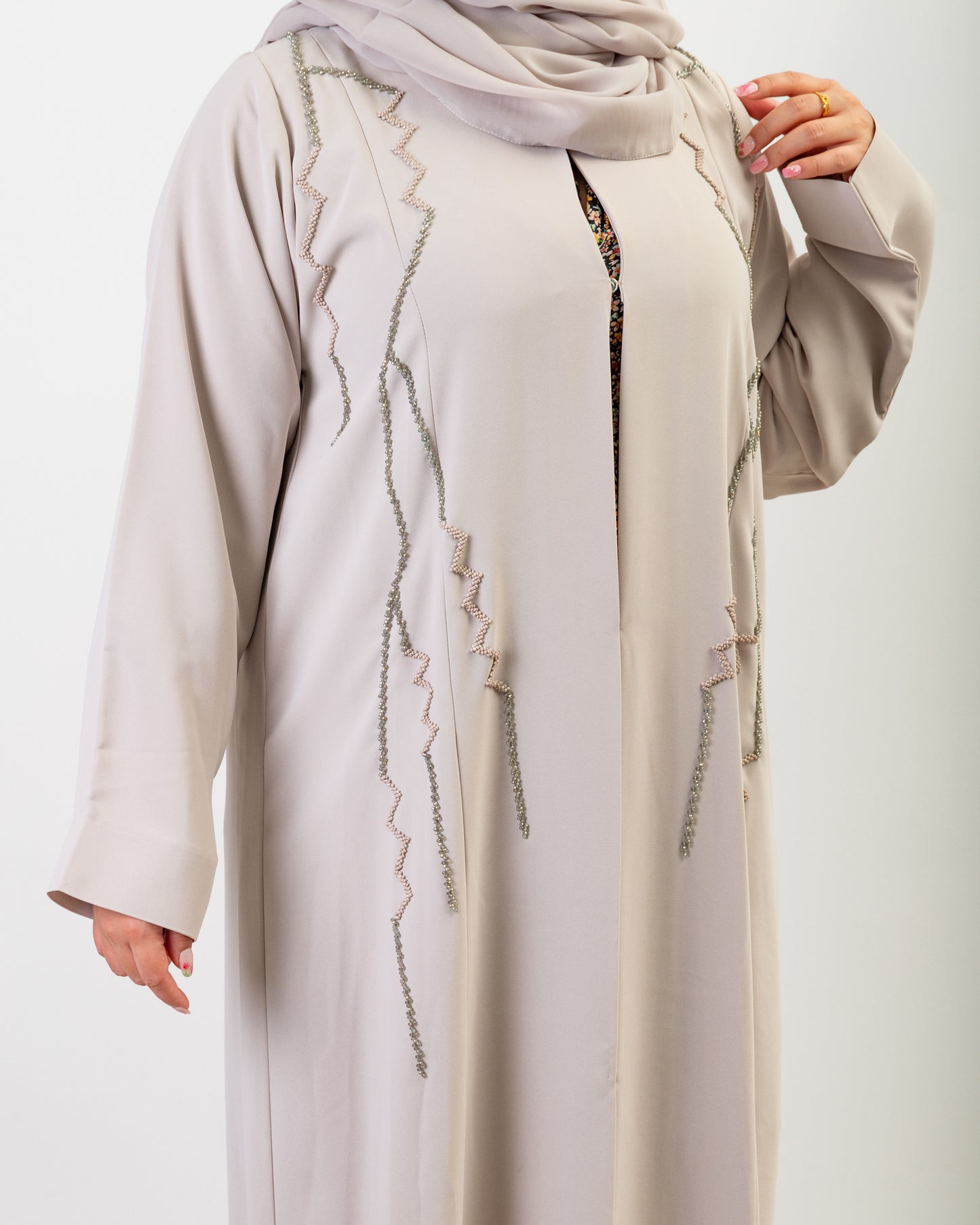 Beige Embellished Abaya