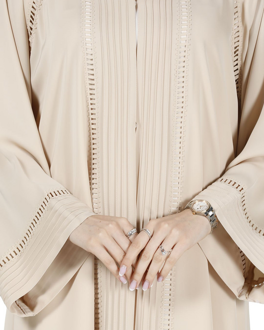 Cream Pleated Abaya