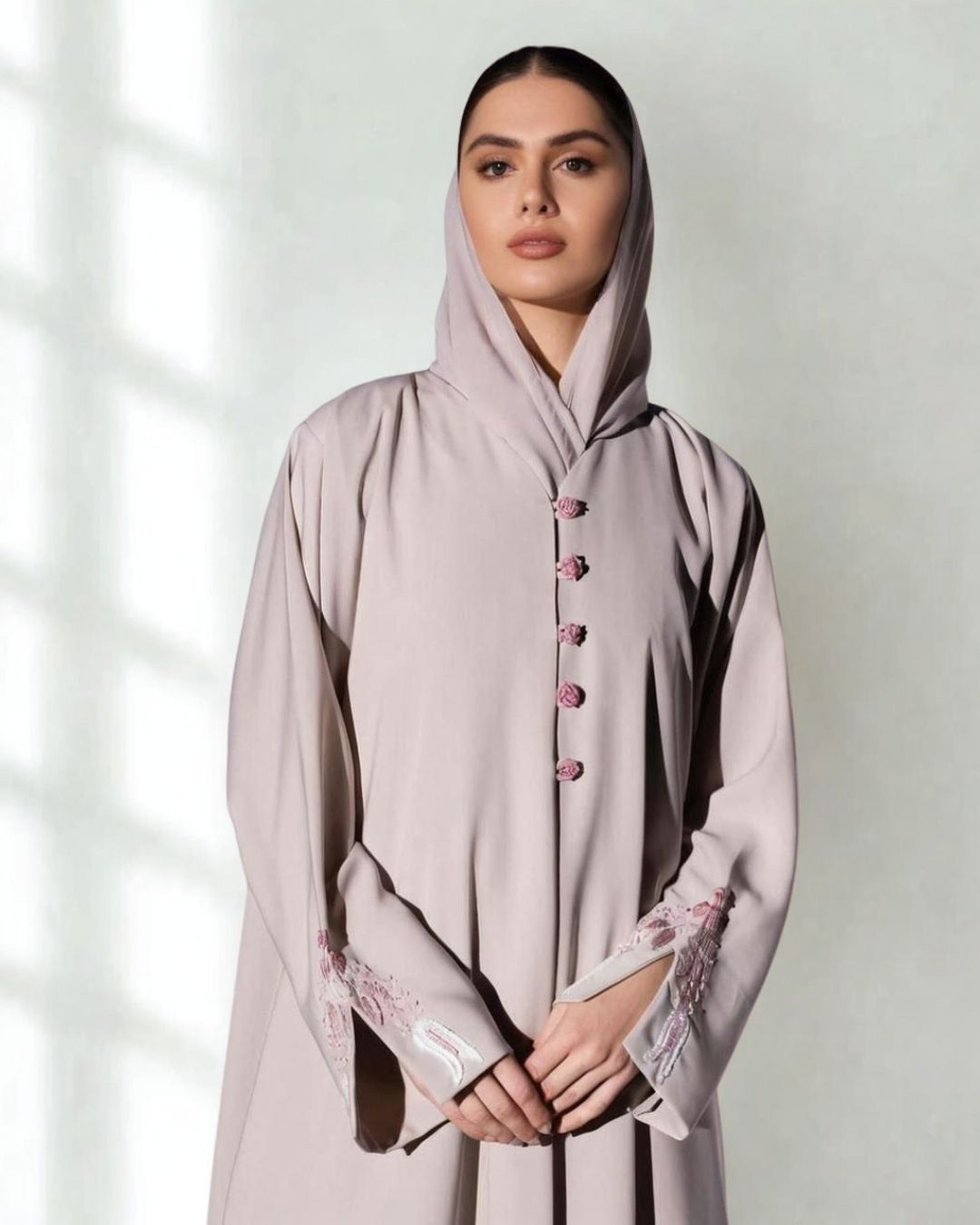 Blush Rose Buttoned Abaya